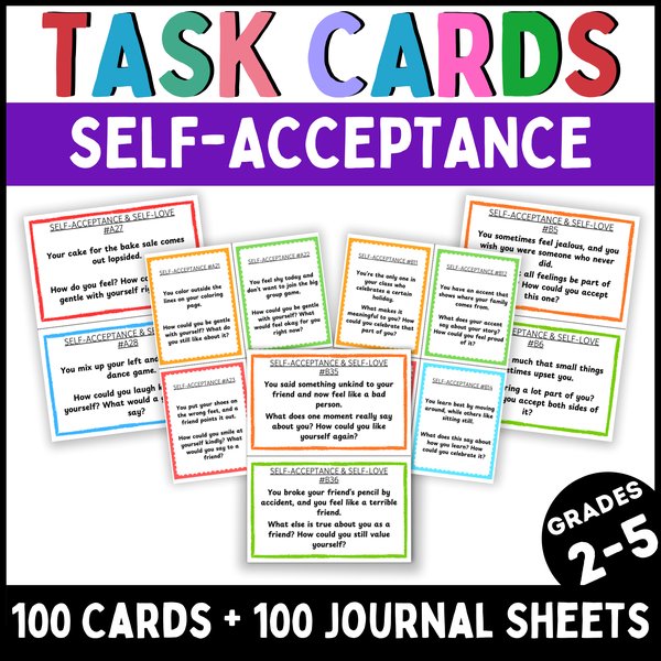 Self-Acceptance Task Cards — Printable & Digital — cover preview