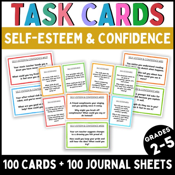 Self-Esteem Task Cards — Printable & Digital — cover preview
