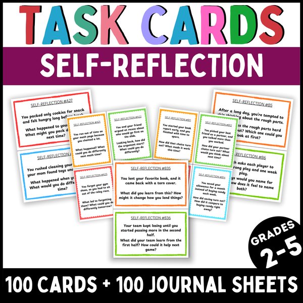 Self-Reflection Task Cards — Printable & Digital — cover preview