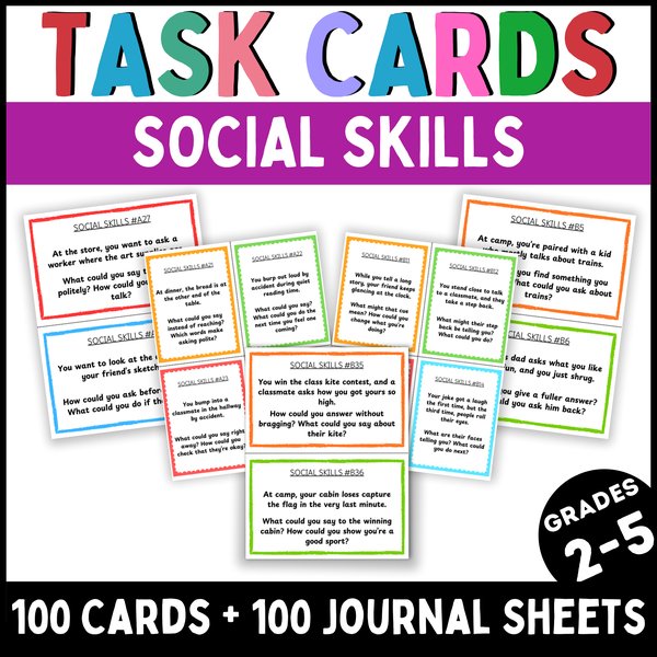 Social Skills Task Cards — Printable & Digital — cover preview