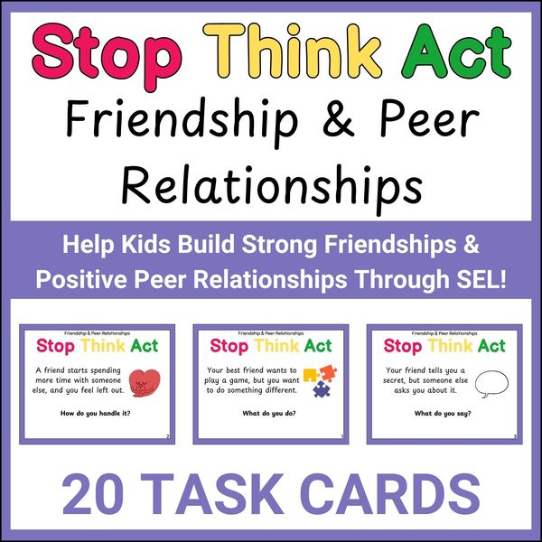 Friendship Stop Think Act Cards — Printable & Digital — cover preview