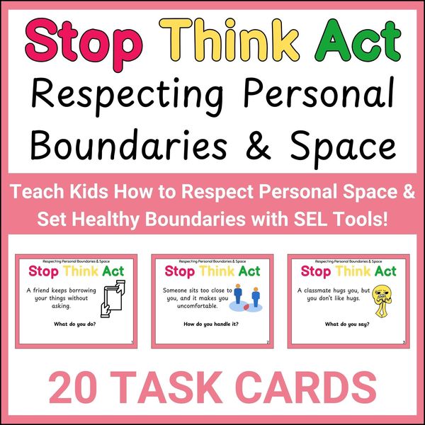 Personal Space and Boundaries Stop Think Act Cards — Printable & Digital — cover preview