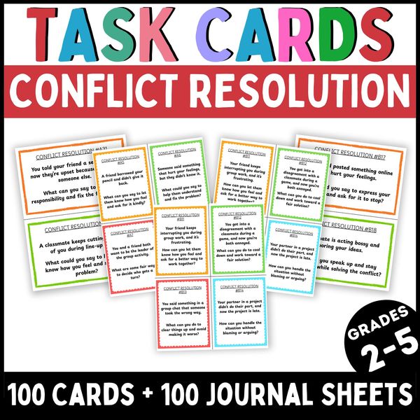 Conflict Resolution Task Cards — Printable & Digital — cover preview