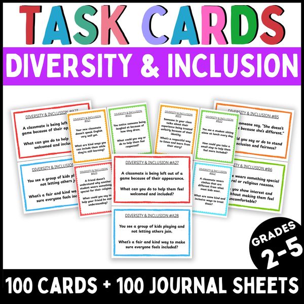 Diversity and Inclusion Task Cards — Printable & Digital — cover preview