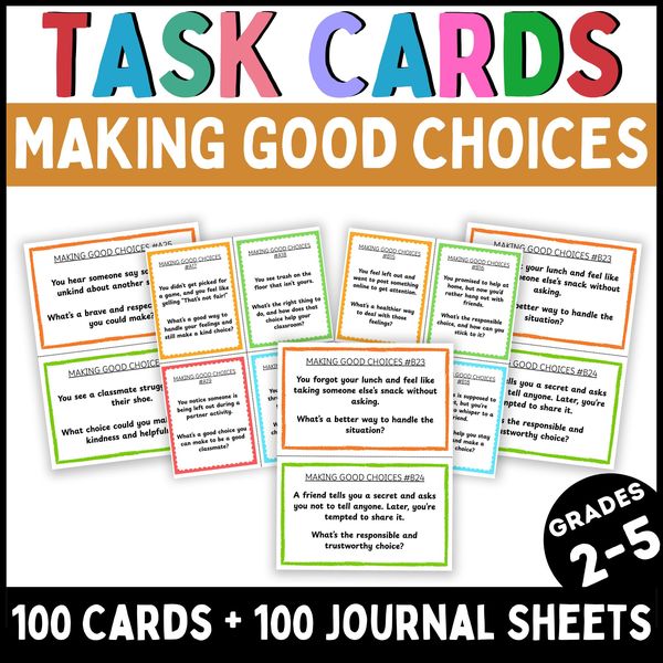 Making Good Choices Task Cards — Printable & Digital — cover preview
