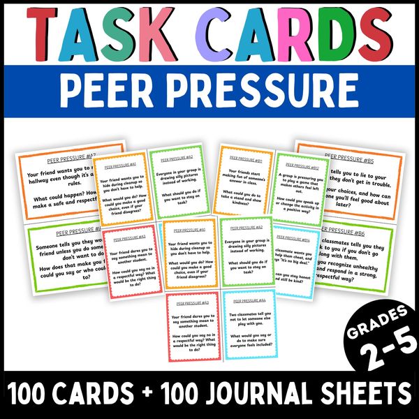Peer Pressure Task Cards — Printable & Digital — cover preview