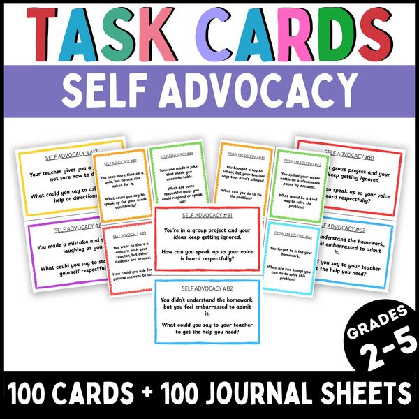 Self-Advocacy Task Cards — Printable & Digital — cover preview