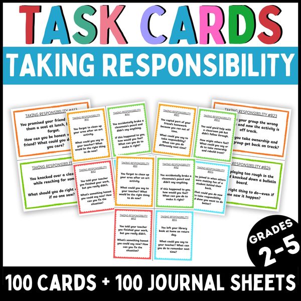 Taking Responsibility Task Cards — Printable & Digital — cover preview