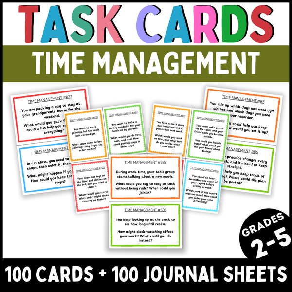 Time Management Task Cards — Printable & Digital — cover preview