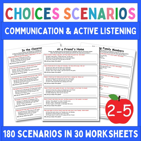 Communication Skills Worksheets — Multiple-Choice Scenarios — cover preview