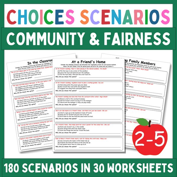 Community and Fairness Worksheets — Multiple-Choice Scenarios — cover preview