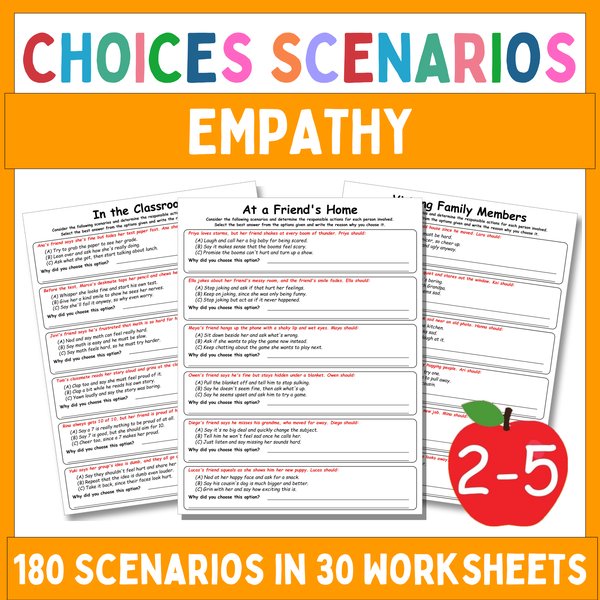 Empathy Worksheets — Multiple-Choice Scenarios — cover preview