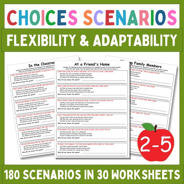 Flexible Thinking Worksheets — Multiple-Choice Scenarios — cover preview