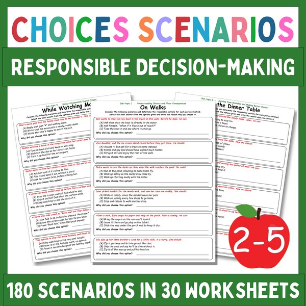 Free Decision-Making Worksheets — Multiple-Choice Scenarios — cover preview