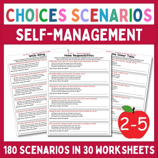 Free Self-Management Worksheets — Multiple-Choice Scenarios — cover preview