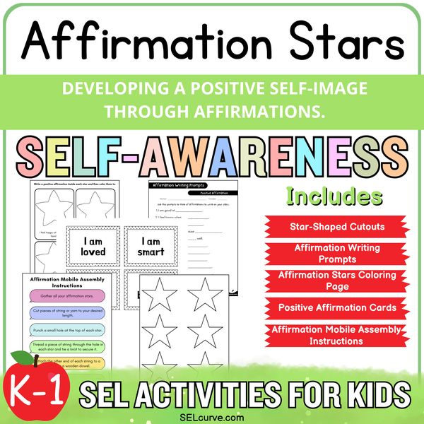 Affirmation Stars — Positive Affirmations Activity Kit (K–1) — cover preview