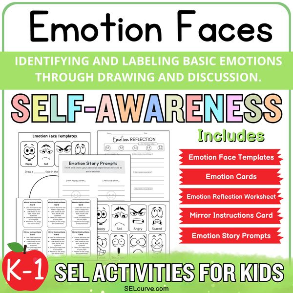 Emotion Faces — Feelings Activity Kit (K–1) — cover preview