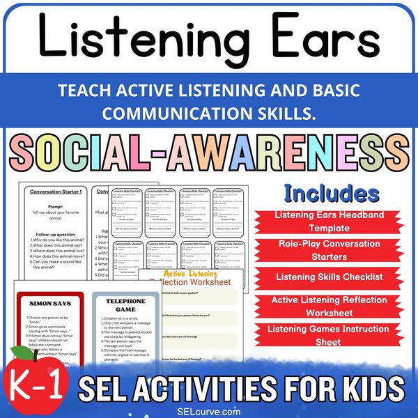 Listening Ears — Active Listening Activity Kit (K–1) — cover preview
