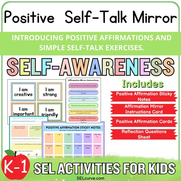 Positive Self-Talk Mirror Activity Kit (K–1) — cover preview