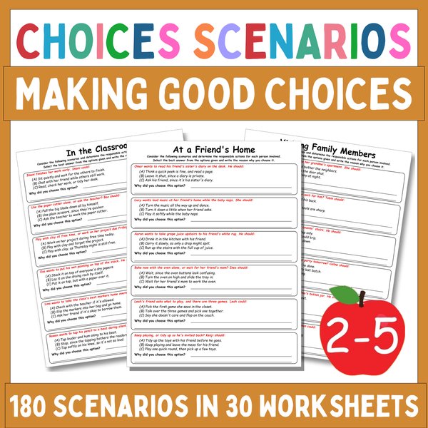 Making Good Choices Worksheets — Multiple-Choice Scenarios — cover preview