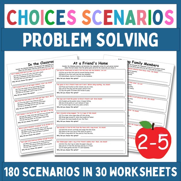 Problem Solving Worksheets — Multiple-Choice Scenarios — cover preview