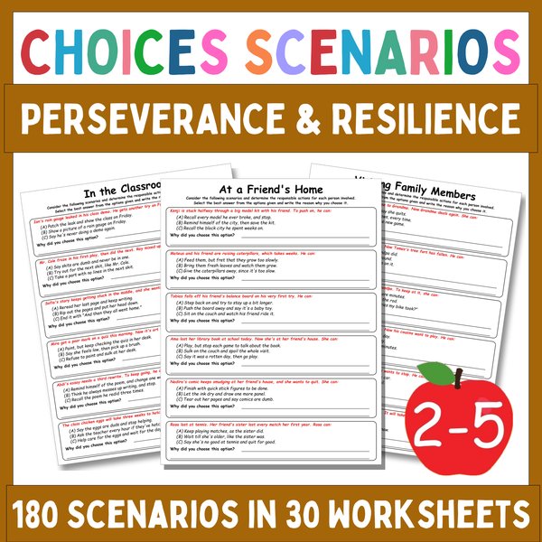 Resilience Worksheets — Multiple-Choice Scenarios — cover preview