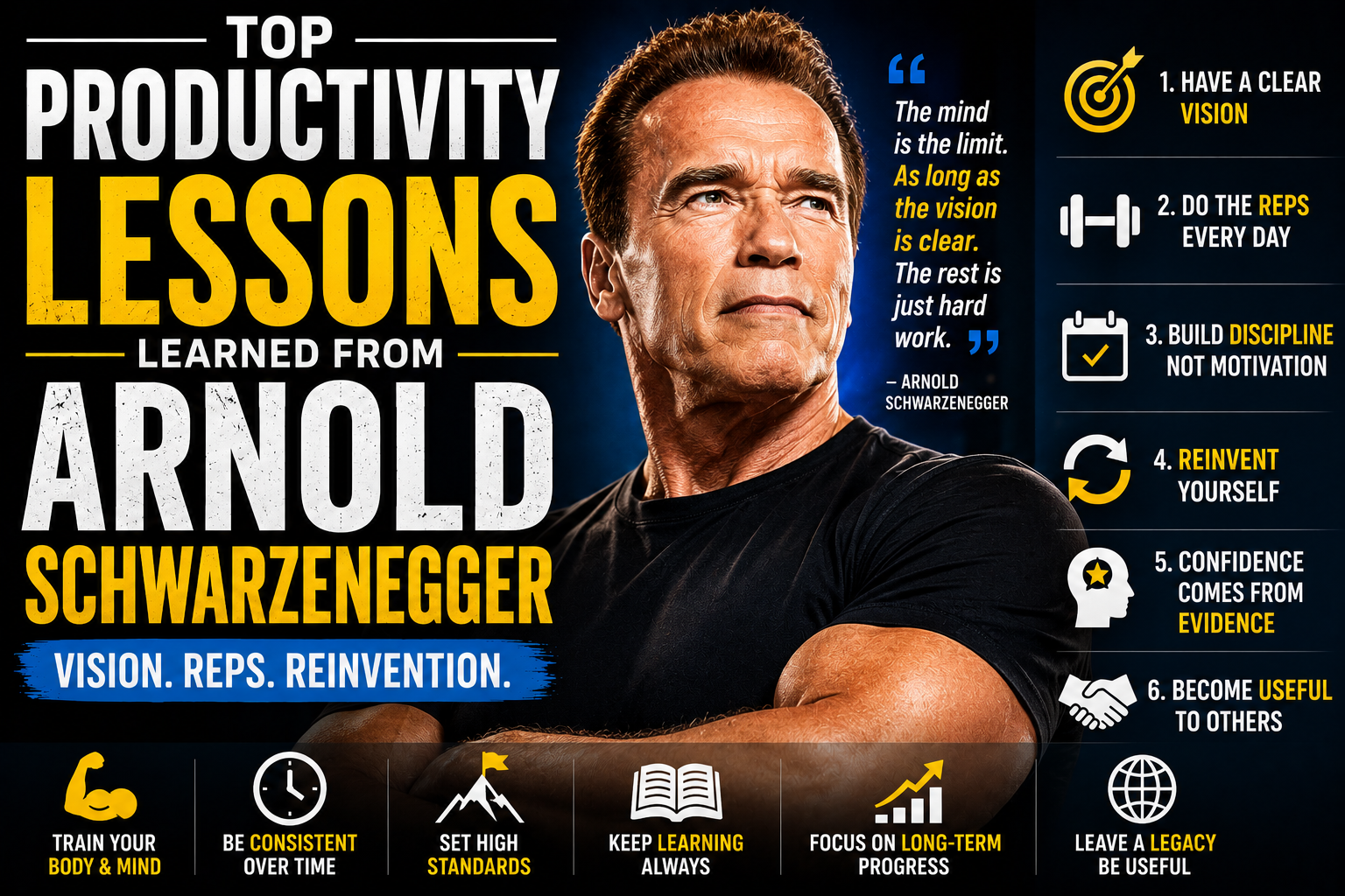 Top Productivity Lessons Learned From Arnold Schwarzenegger: Vision, Reps, and Reinvention