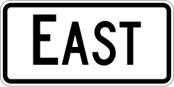 Cardinal direction plaque indicating East direction