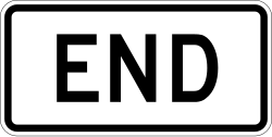End plaque indicating the end of a route