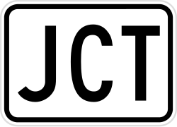 Junction plaque used with route markers to indicate route junction