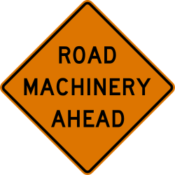 Road machinery at specified distance ahead