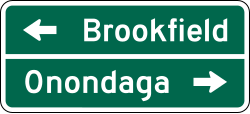 Two line destination guide sign for route guidance