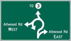 Alternative diagrammatic destination guide sign for circular intersections