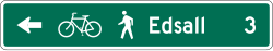 Single line shared-use path destination and distance guide sign