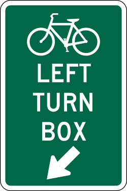 Bicycle left turn box for safe turning