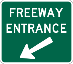 Alternative freeway entrance location sign