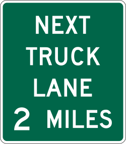 Next truck lane at specified distance ahead