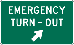 Emergency turn-out with diagonal right arrow direction