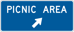Picnic area with diagonal right arrow direction