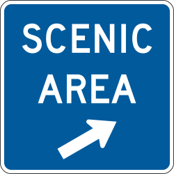 Scenic area sign for gore area placement