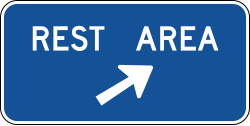 Rest area with diagonal right arrow direction