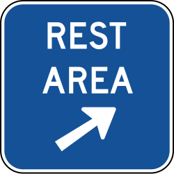Rest area sign for gore area placement