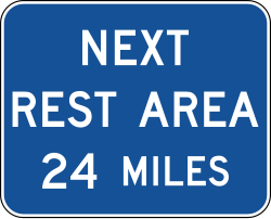 Distance to next rest area in miles
