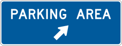 Parking area with diagonal right arrow direction