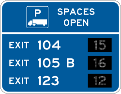 Truck parking availability with exit number information