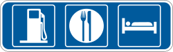 Rural interchange general services plaque with up to 3 symbols