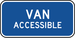 Van accessible plaque for handicapped facilities