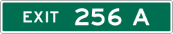3-digit exit number with single letter suffix plaque