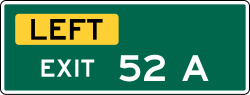 1 or 2-digit left exit number with single letter suffix plaque
