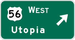 Exit direction sign with 2 destinations